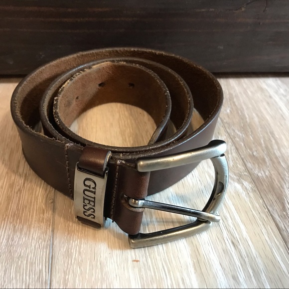 Brown leather Guess belt